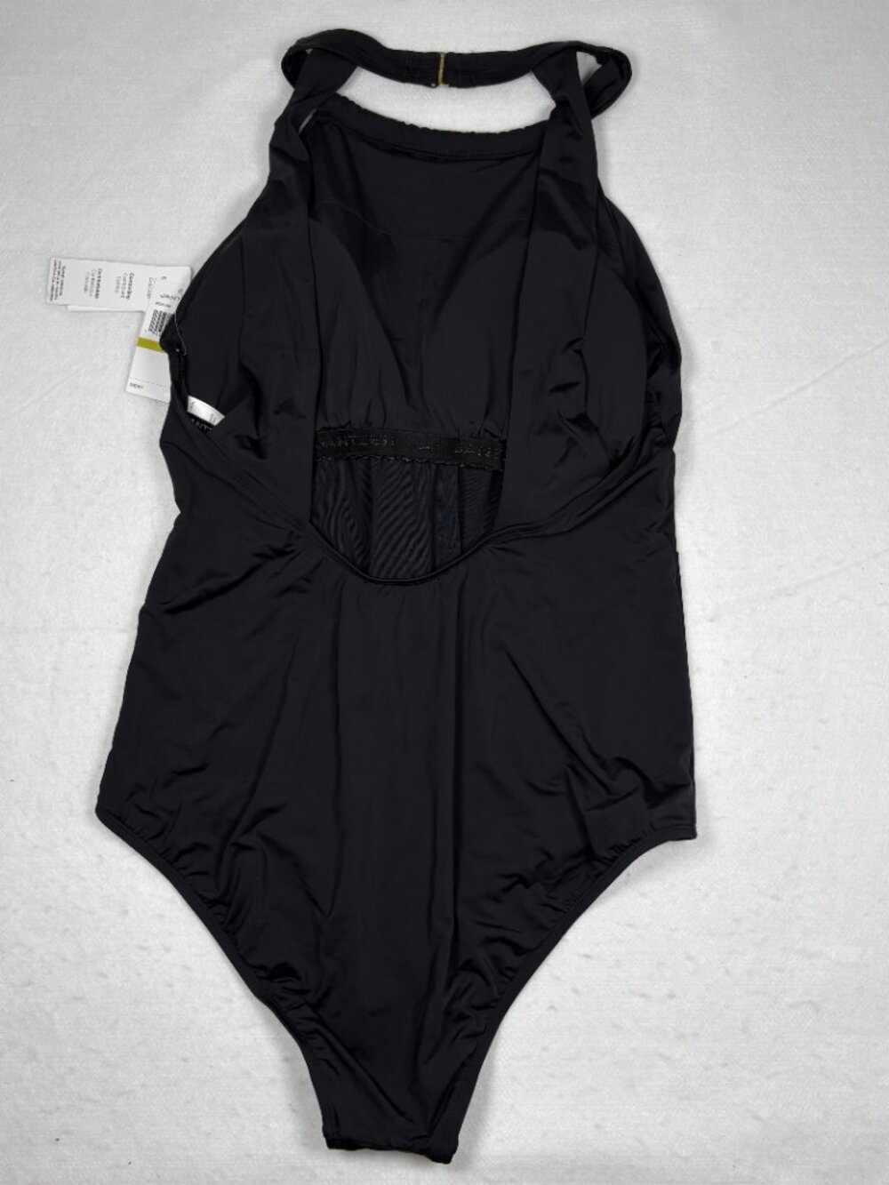 Jantzen Black One Piece High Neck Swimsuit Tummy Control UPF 50 Sporty Glam 14 - Picture 2 of 6